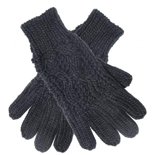 Black pattern knit gloves
