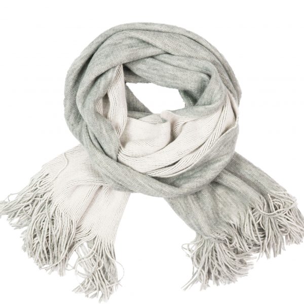 Grey and white reversible soft scarf