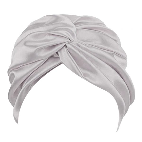 Grey deluxe satin sleep turban