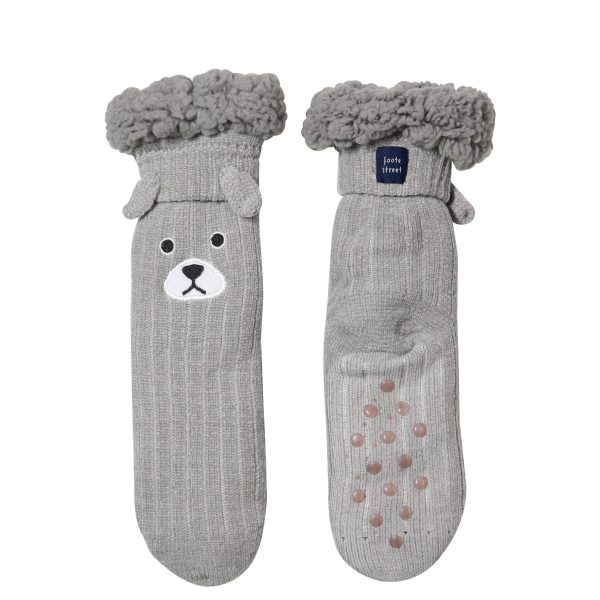 Grey chenille dog slipper socks