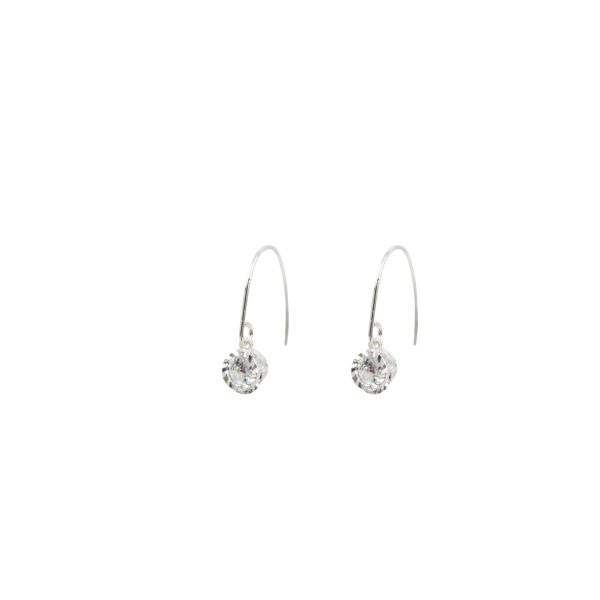 Round hook crystal earrings silver