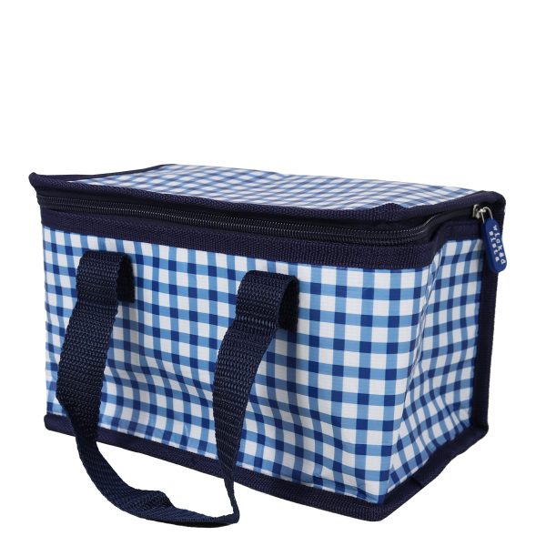 Navy gingham recycled lunch tote