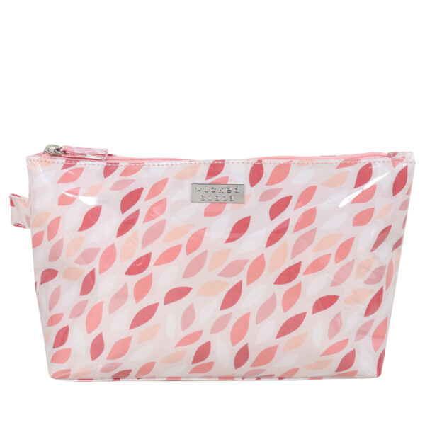 Coral leaves luxe large cosmetic bag