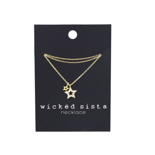 Cosmic double star gold necklace