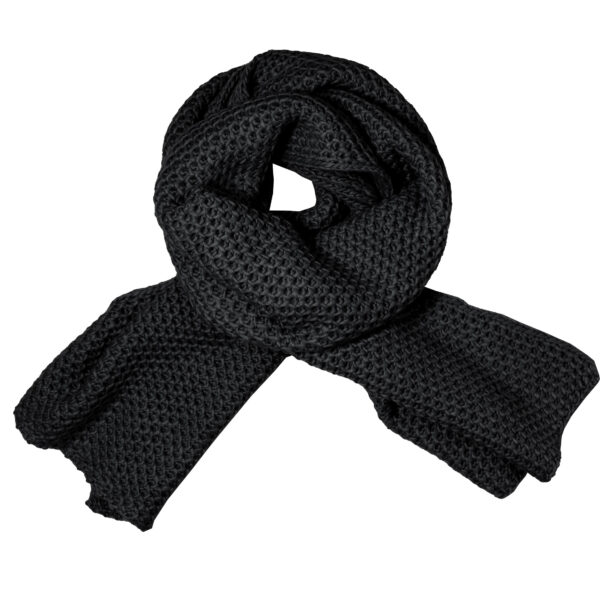 Black long knitted scarf