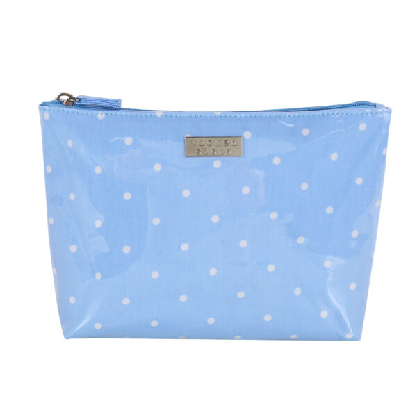 Pale blue polka medium soft aline