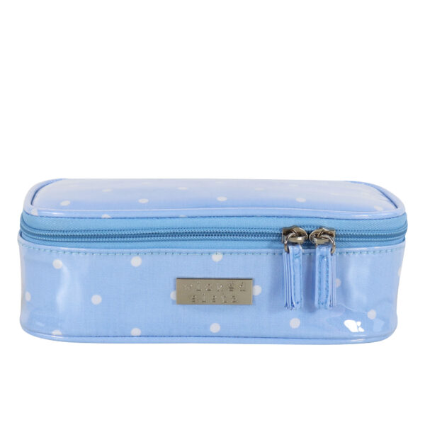 Pale blue polka rectangle brush bag