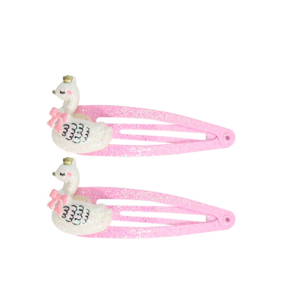 Swan glitter snap clips