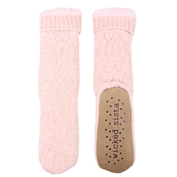 Blush pink chenille slipper socks