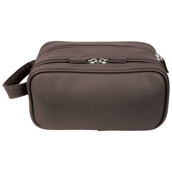 Mister dark mocha double zip wash bag