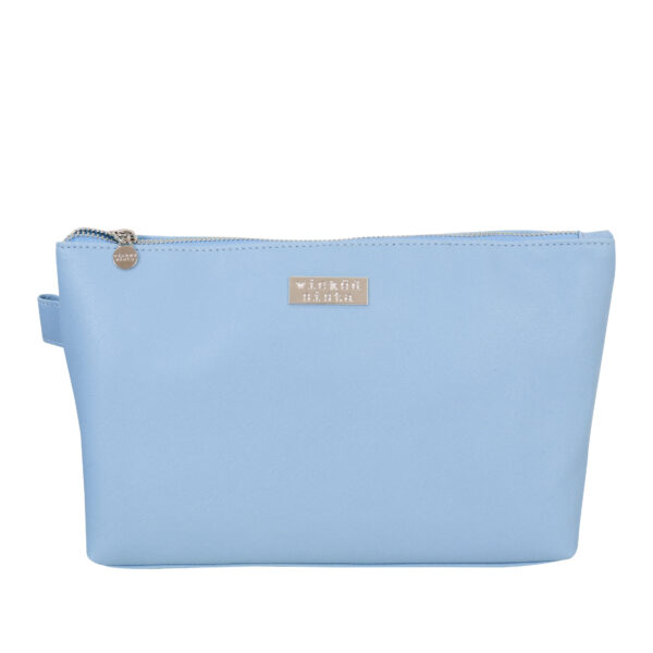 Premium sky blue luxe large cosmetic bag
