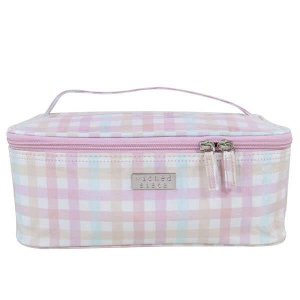 Pastel gingham medium beauty case