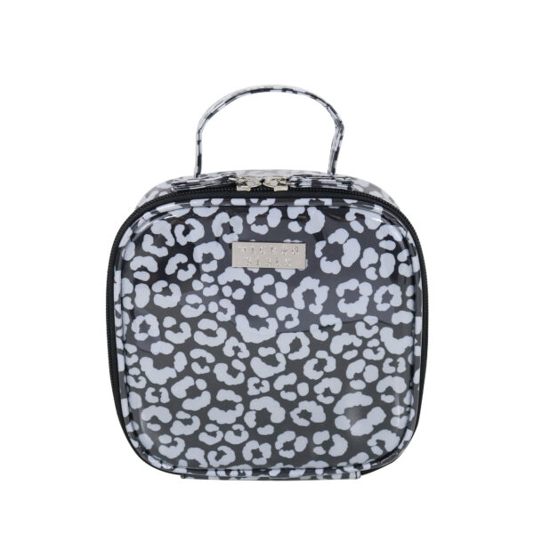 Watercolour leopard black & white small square carry bag