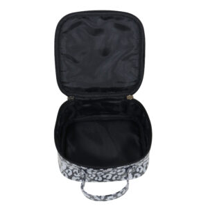 Watercolour leopard black & white small square carry bag - Image 2