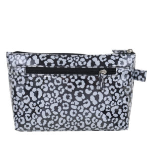 Watercolour leopard black & white luxe large cosmetic bag - Image 2