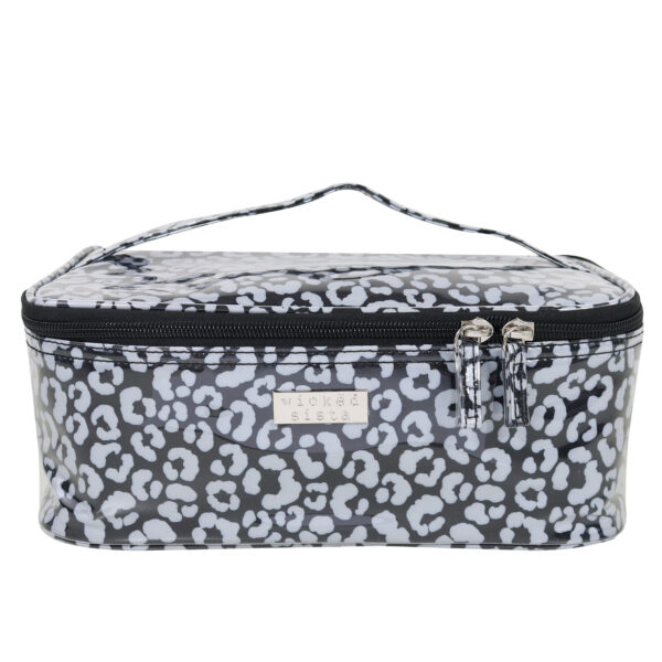 Watercolour leopard black & white medium beauty case