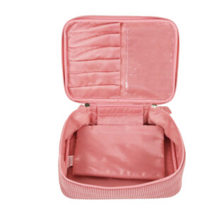 Dusty pink corduroy weekender cosmetic bag - Image 2