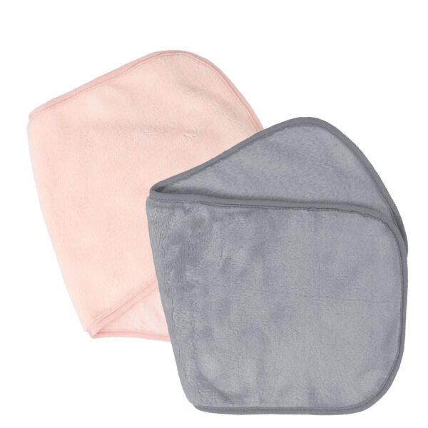 Blush/grey large makeup remover towel duo
