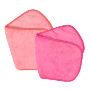 Coral/pink large makeup remover towel duo