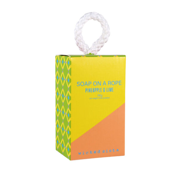 Pineapple & lime colour block soap on a rope