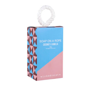 Coconut & vanilla colour block soap on a rope