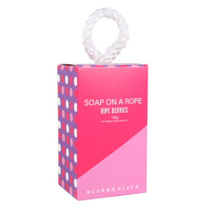 Ripe berries colour block soap on a rope