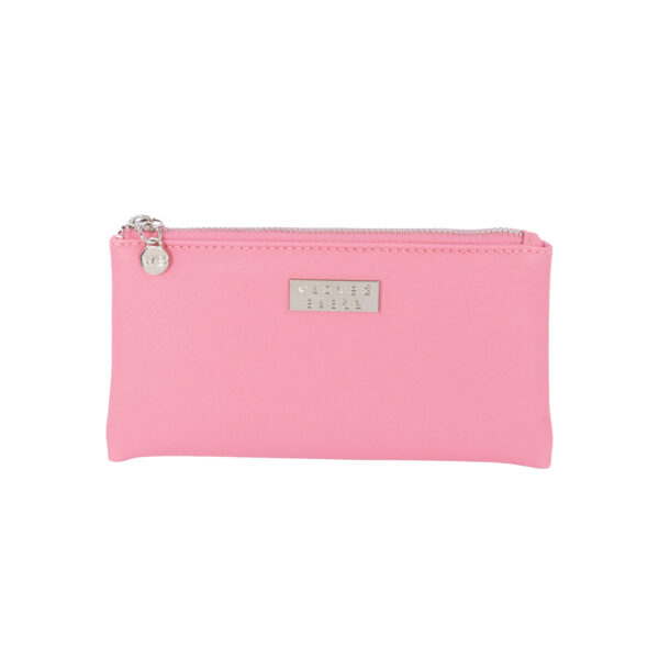 Premium peony pink small flat purse