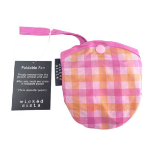 Bright gingham foldable hand fan - Image 2