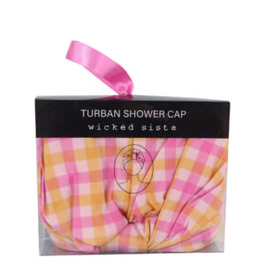Bright gingham turban shower cap - Image 2