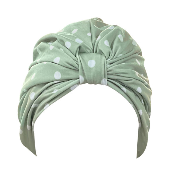 Polka sage turban shower cap