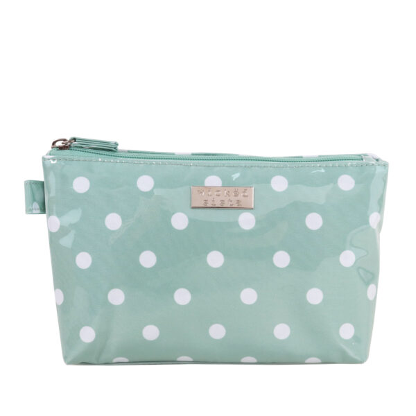 Sage polka luxe medium cosmetic bag