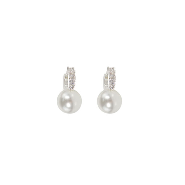 Silver crystal pearl earrings
