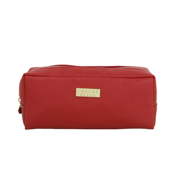 Premium red rectangular cosmetic bag