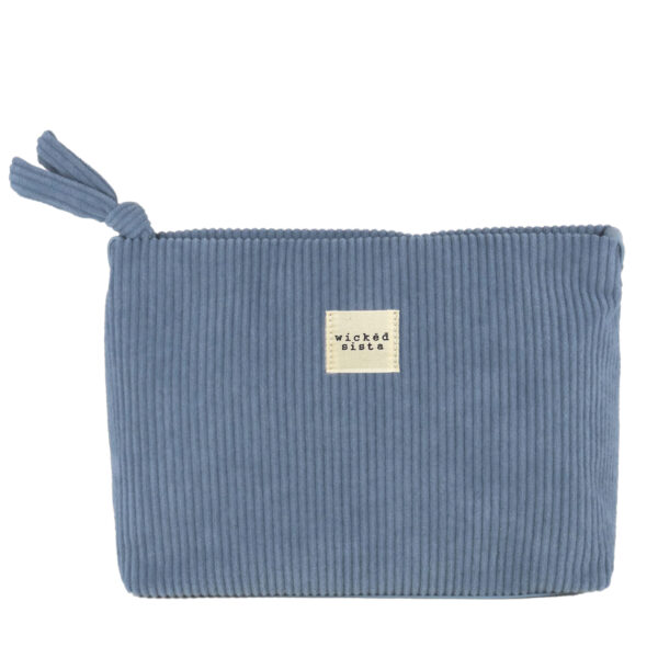 Steel blue corduroy large Cosmetic Bag