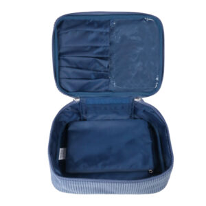 Steel blue corduroy weekender cosmetic bag - Image 2