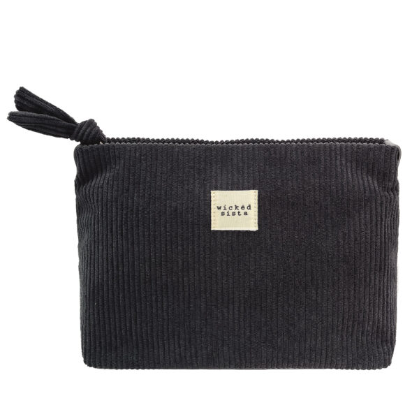 Charcoal corduroy large Cosmetic Bag