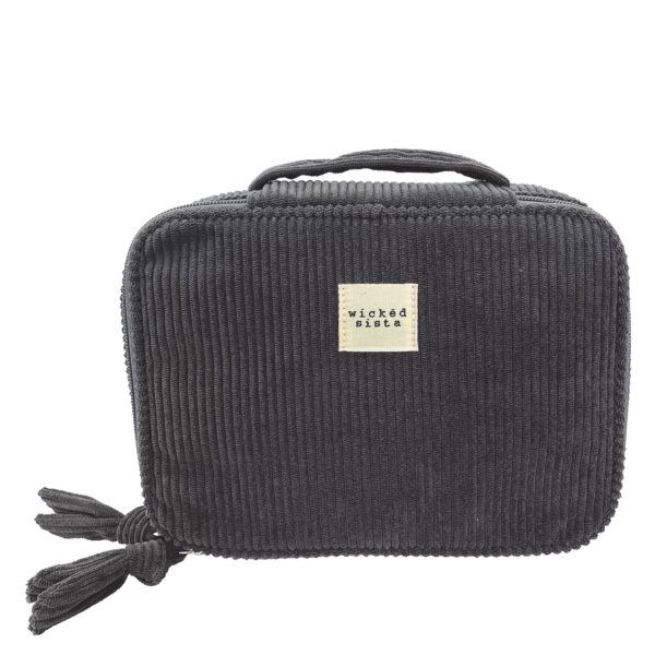 Charcoal corduroy weekender cosmetic bag