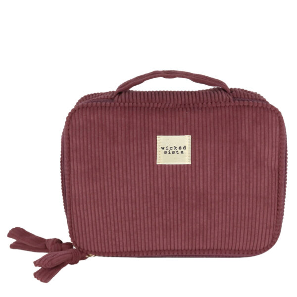 Plum corduroy weekender cosmetic bag