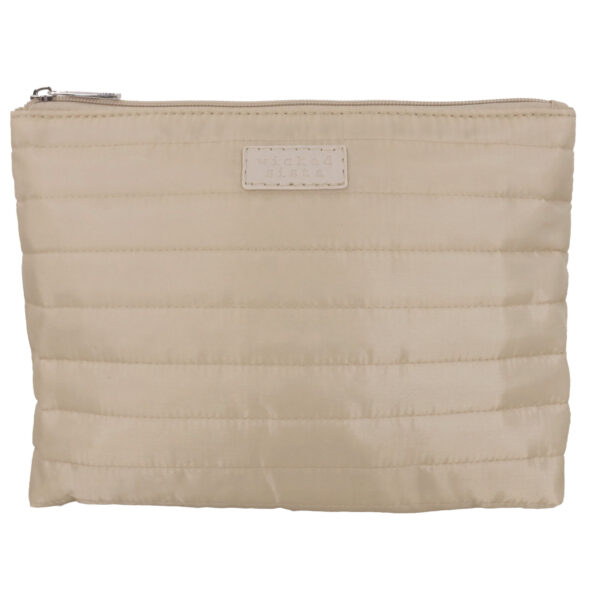 Beige quilted large beauty bag