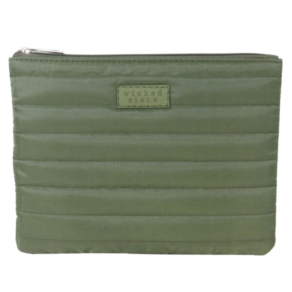 Khaki quilted large beauty bag