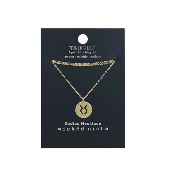 Taurus gold zodiac disc necklace