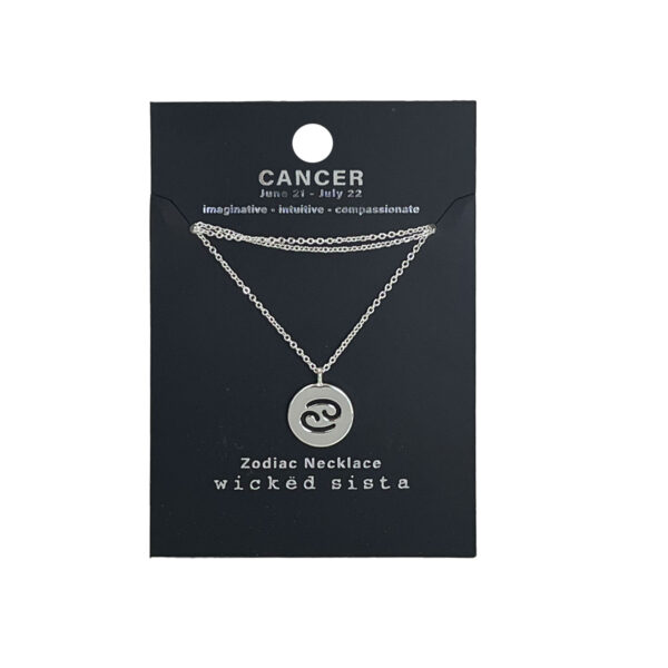 Cancer silver zodiac disc necklace