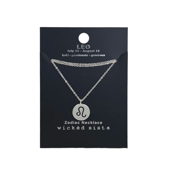 Leo silver zodiac disc necklace