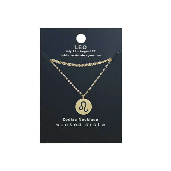 Leo gold zodiac disc necklace