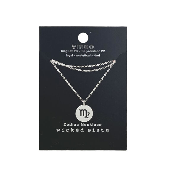 Virgo silver zodiac disc necklace