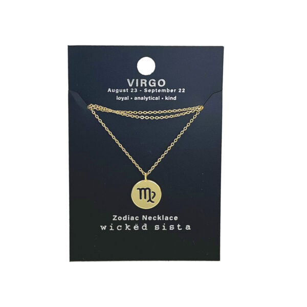 Virgo gold zodiac disc necklace