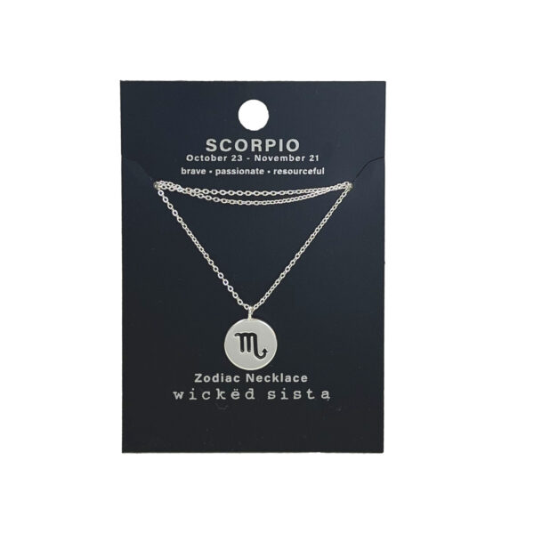 Scorpio silver zodiac disc necklace