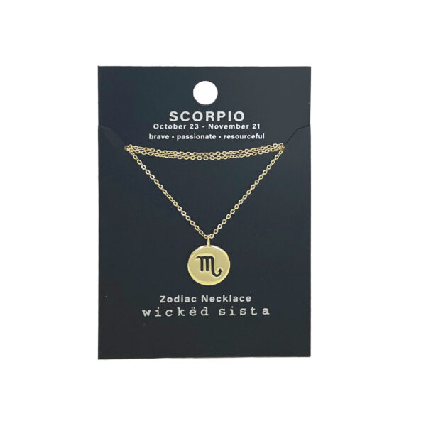 Scorpio gold zodiac disc necklace