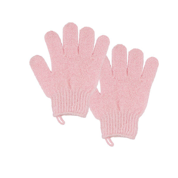 Pink recycled exfoliating gloves