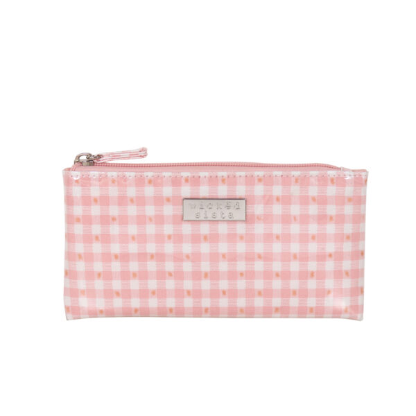 Pink Gingham Dot small flat purse